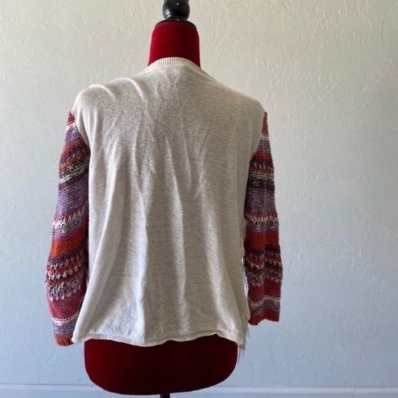 cream off white multicolored sweater cardigan - Picture 4 of 5